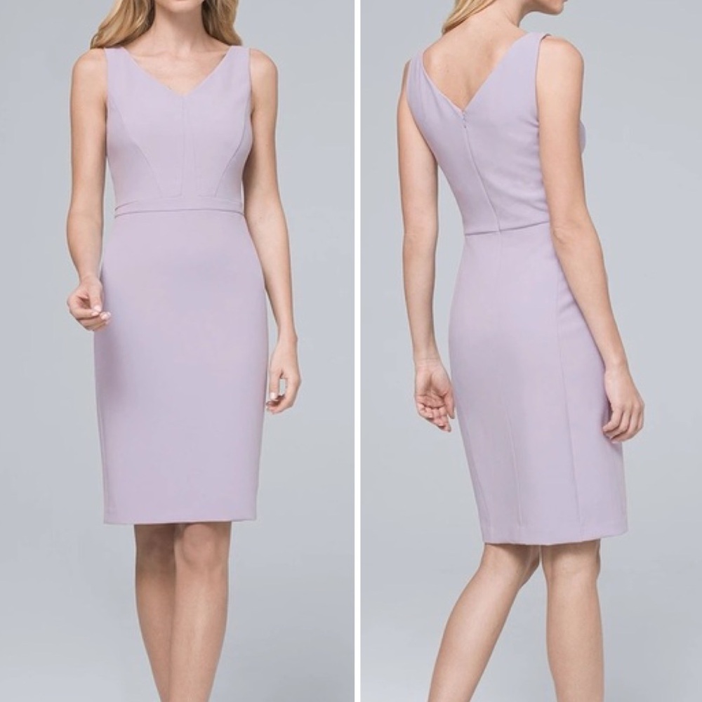 WHITE HOUSE BLACK MARKET Sleeveless V-Neck Sheath Dress- Lilac/ Size 00